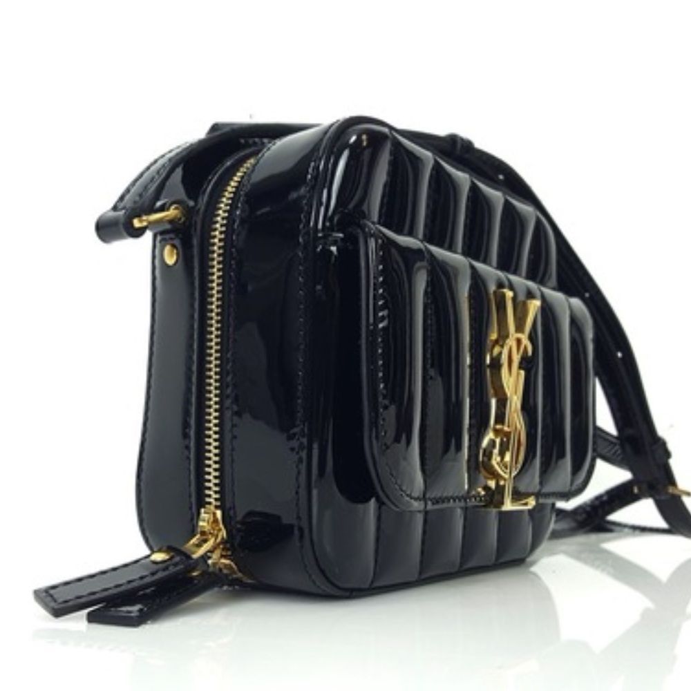 YSL Saint Laurent Black Vicky Mini Patent Leather Camera Crossbody Bag Handbag - Picture 6 of 8